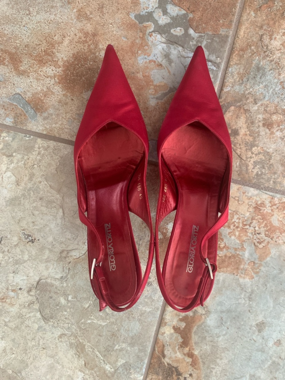 Rose Red Pointed Slingback Heels